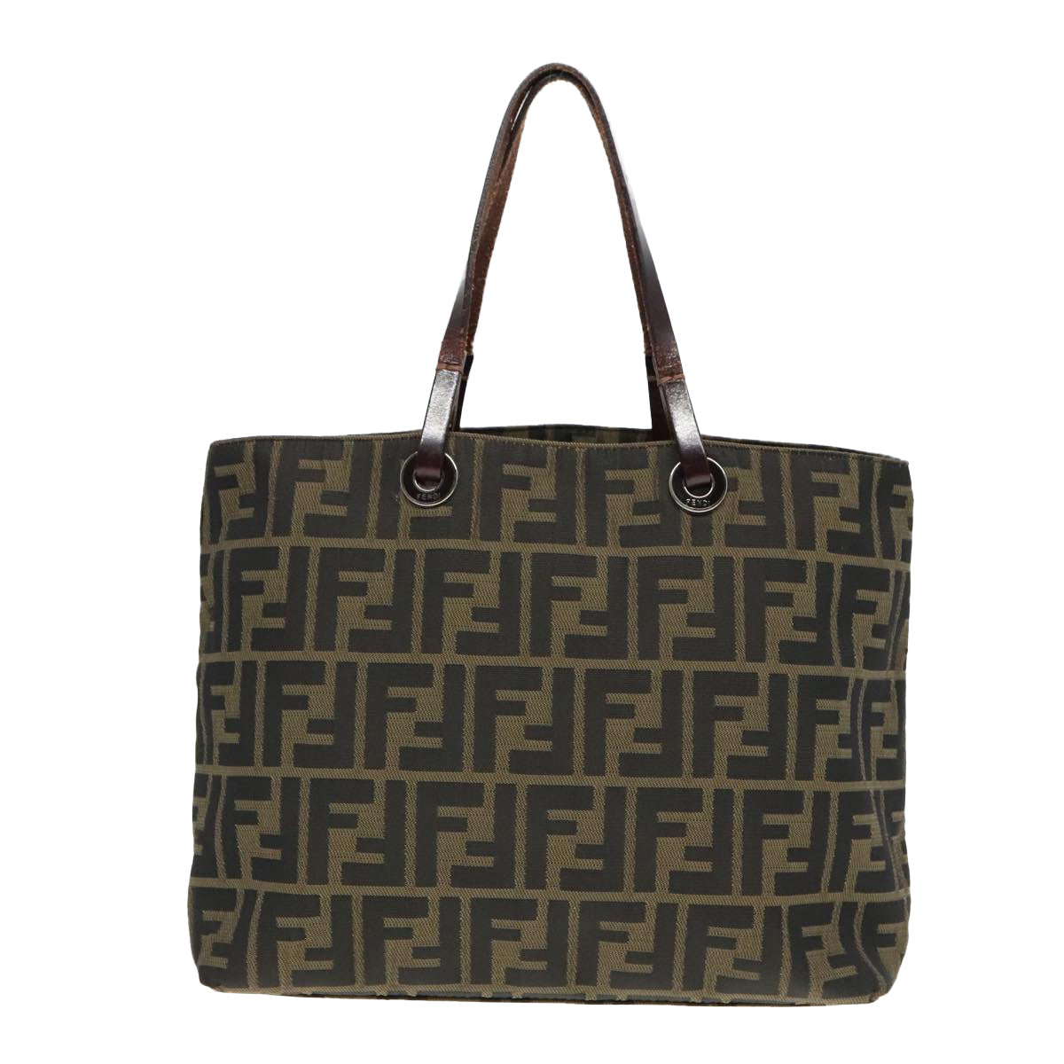 FENDI Zucca Canvas Tote Bag Brown Silverep6043
