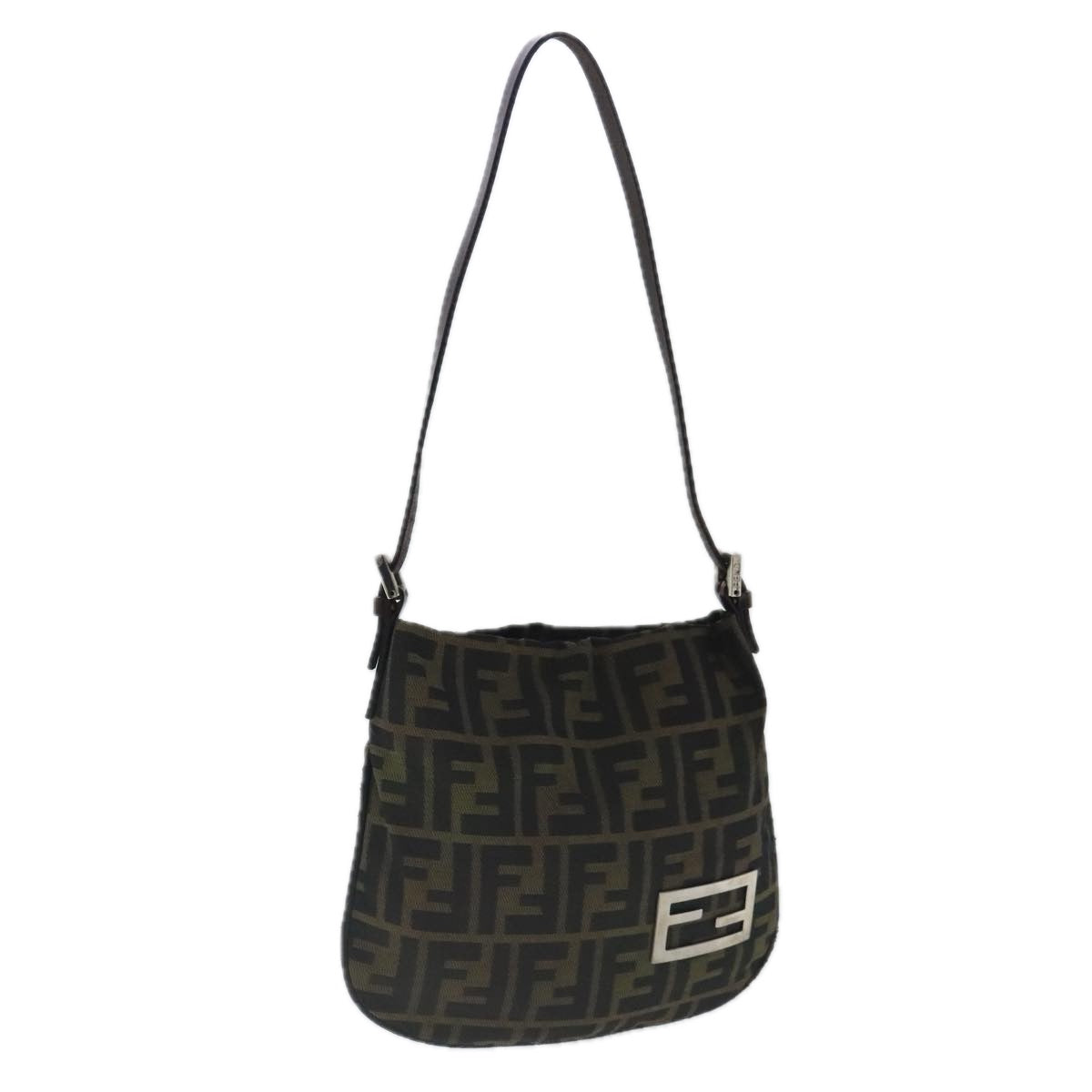 FENDI Zucca Canvas Hand Bag Brown Black Silverep6060