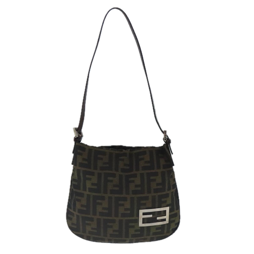 FENDI Zucca Canvas Hand Bag Brown Black Silverep6060