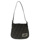 FENDI Zucca Canvas Hand Bag Brown Black Silverep6060