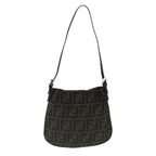 FENDI Zucca Canvas Hand Bag Brown Black Silverep6060