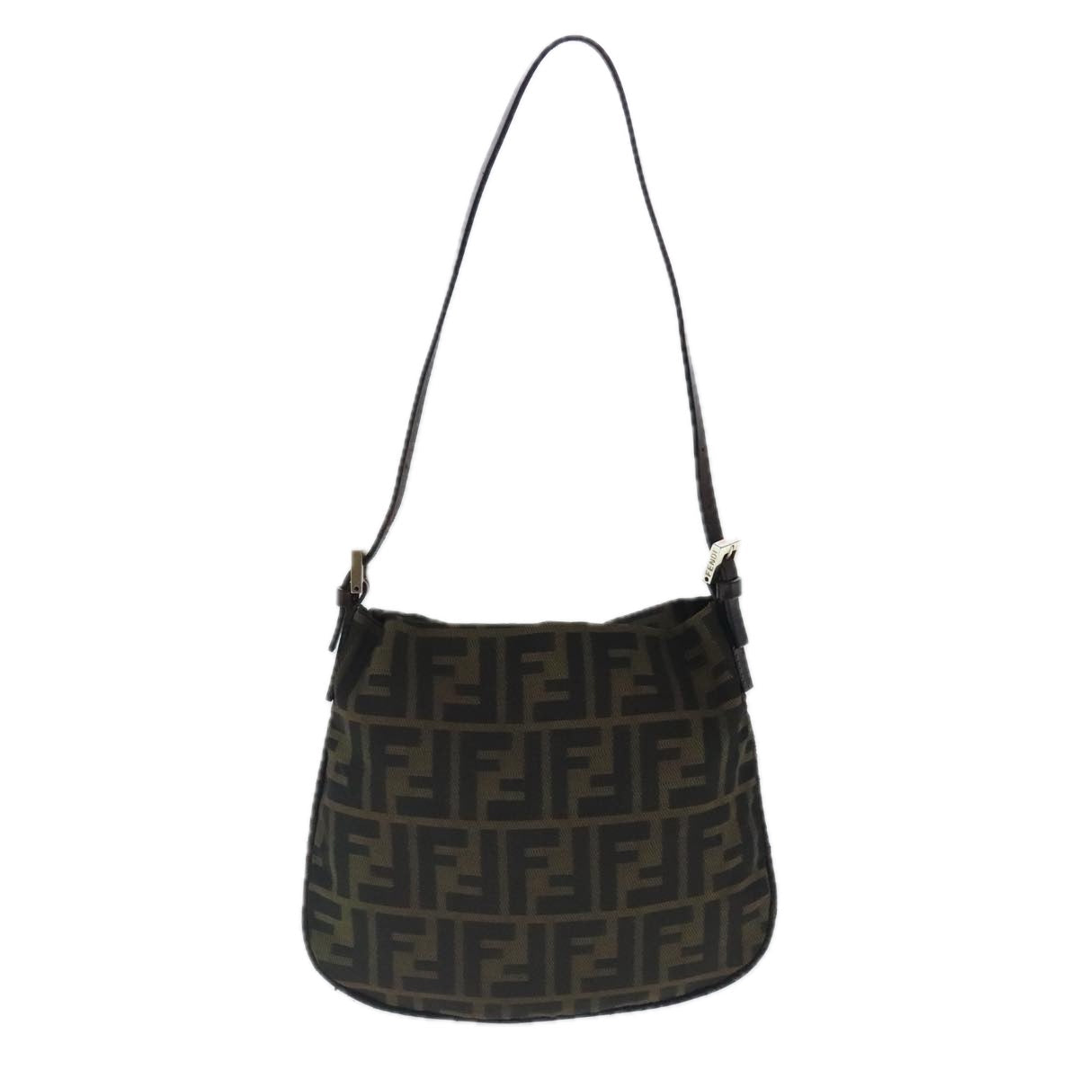 FENDI Zucca Canvas Hand Bag Brown Black Silverep6060