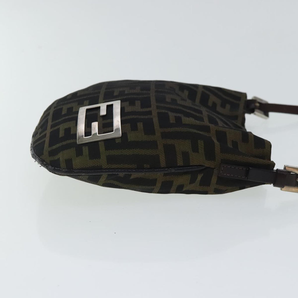FENDI Zucca Canvas Hand Bag Brown Black Silverep6060