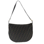 FENDI Zucca Canvas Shoulder Bag Black Brown goldep6131