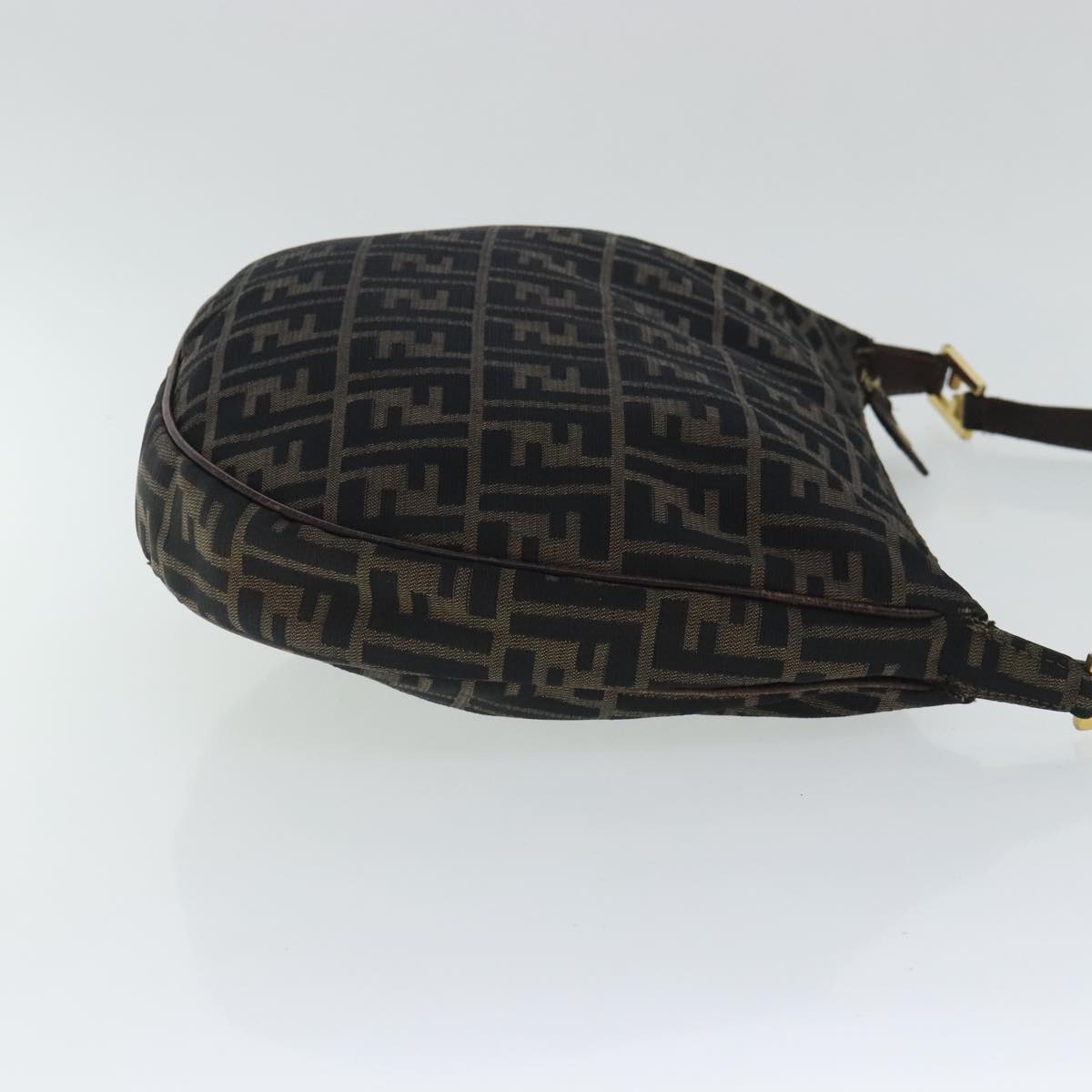 FENDI Zucca Canvas Shoulder Bag Black Brown goldep6131