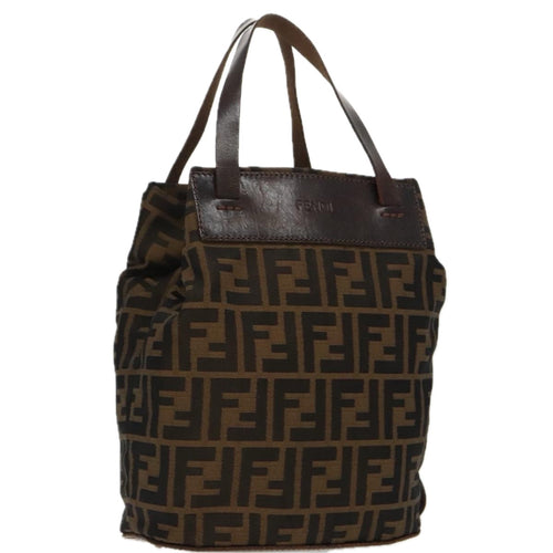 FENDI Zucca Canvas Hand Bag Brown Black Silverep6144