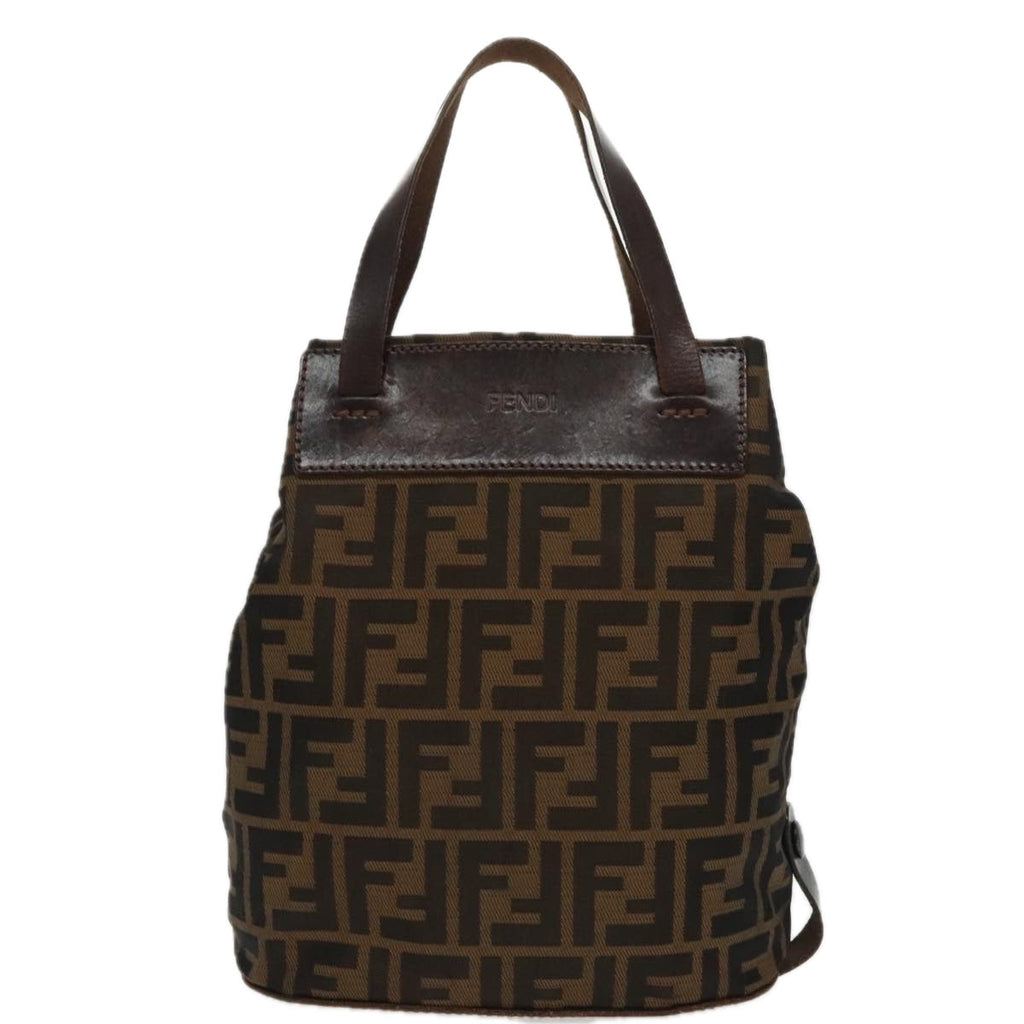 FENDI Zucca Canvas Hand Bag Brown Black Silverep6144