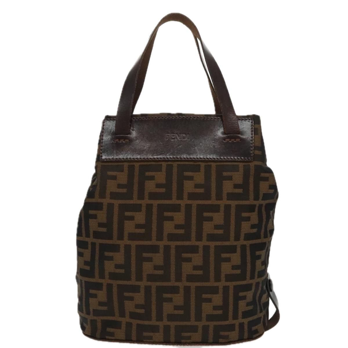 FENDI Zucca Canvas Hand Bag Brown Black Silverep6144