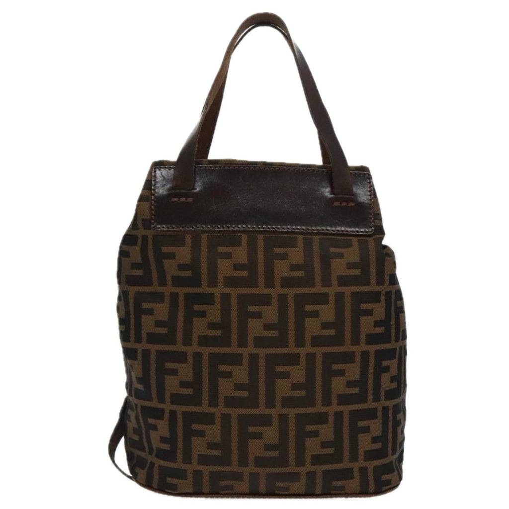 FENDI Zucca Canvas Hand Bag Brown Black Silverep6144
