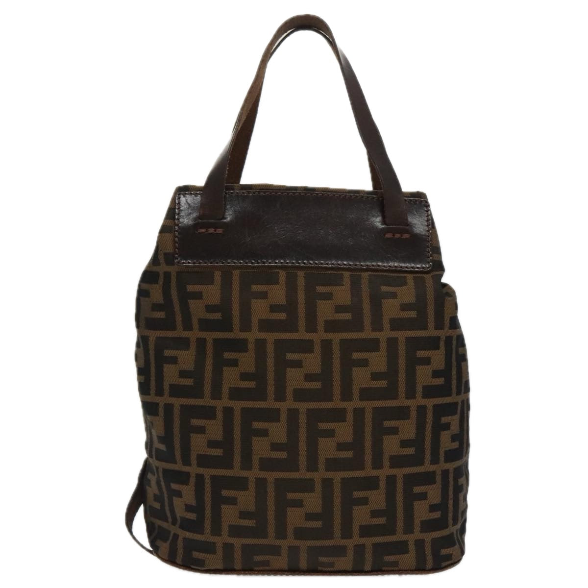 FENDI Zucca Canvas Hand Bag Brown Black Silverep6144