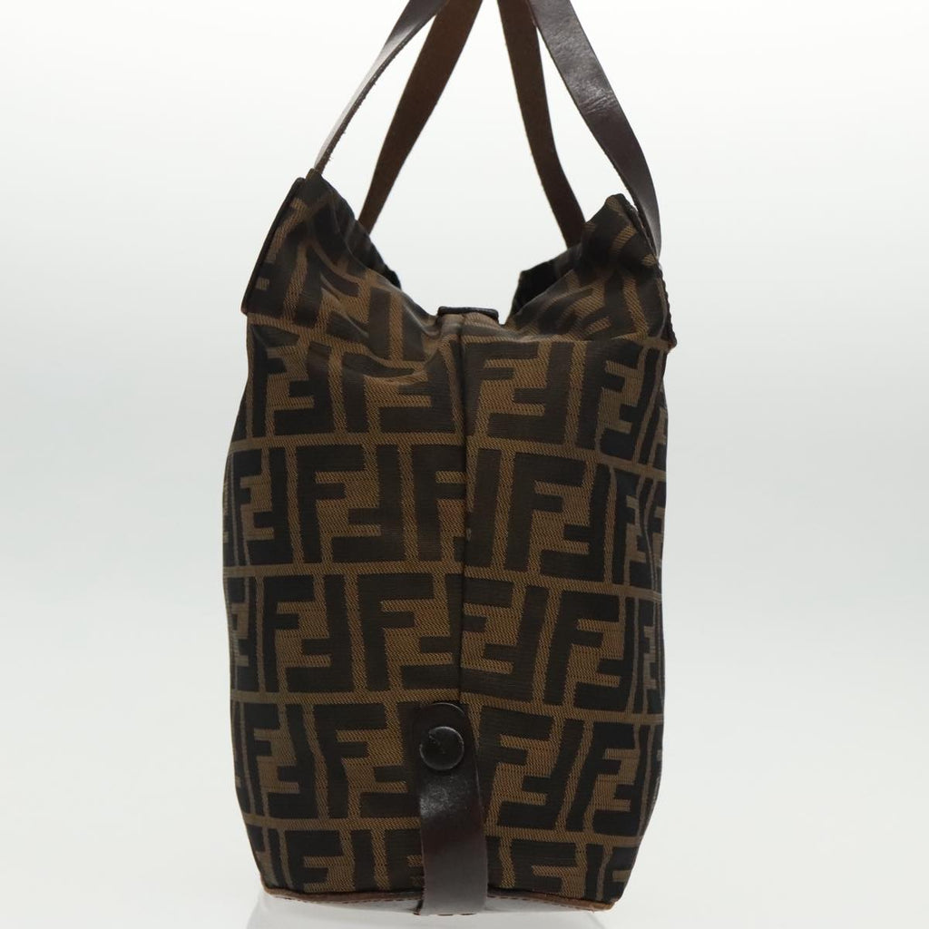 FENDI Zucca Canvas Hand Bag Brown Black Silverep6144