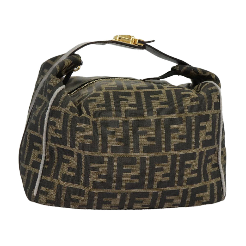 FENDI Zucca Canvas Hand Bag Black Brown Goldep6166