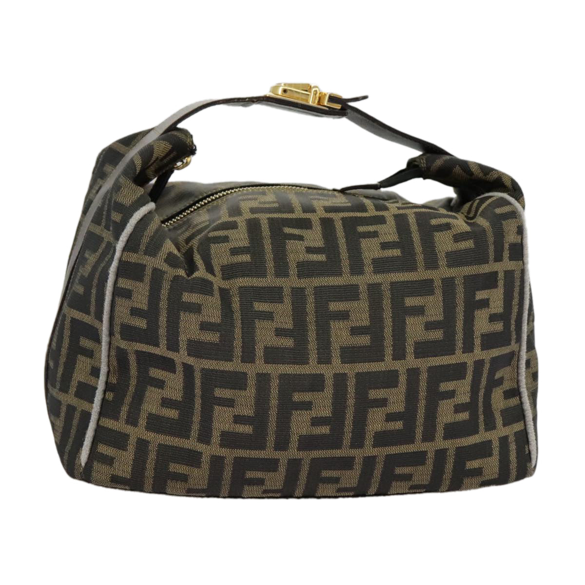 FENDI Zucca Canvas Hand Bag Black Brown Goldep6166
