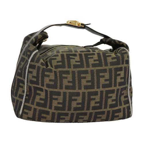 FENDI Zucca Canvas Hand Bag Black Brown Goldep6166