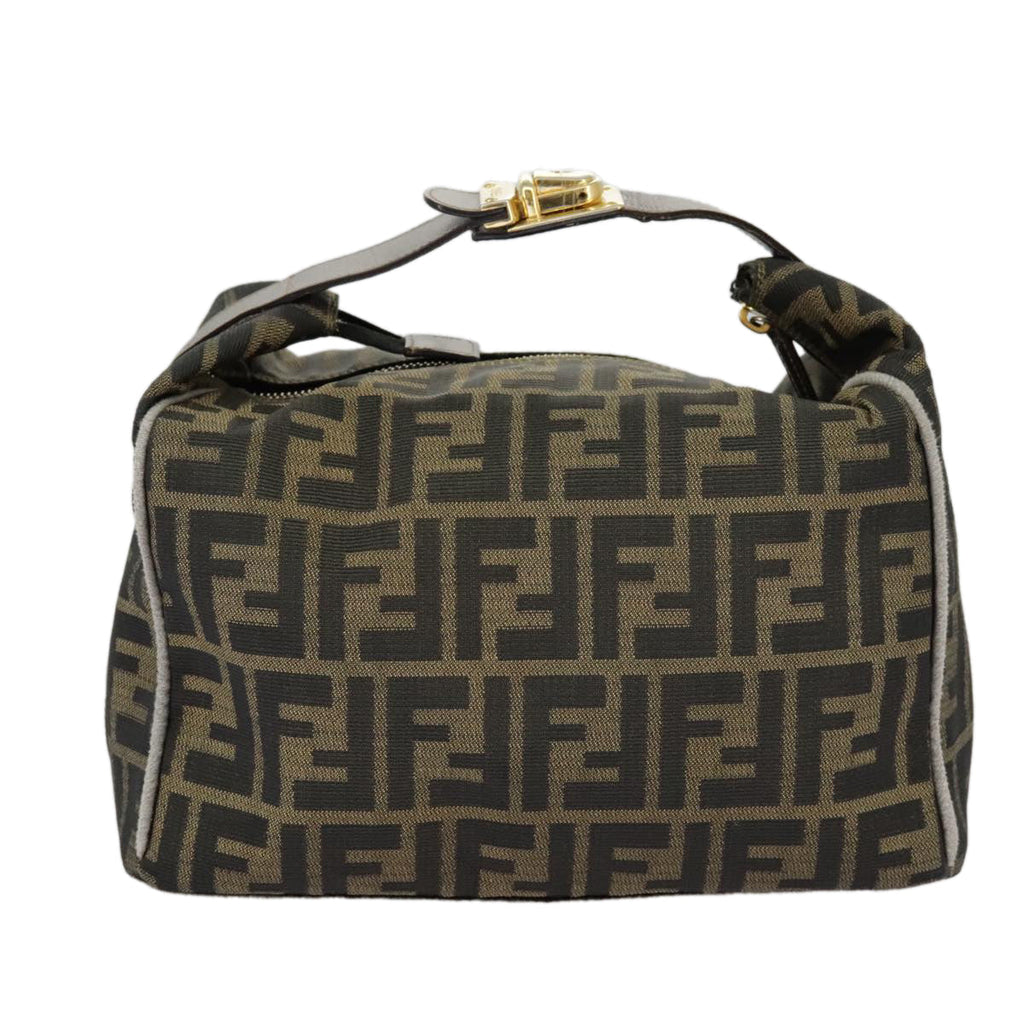 FENDI Zucca Canvas Hand Bag Black Brown Goldep6166