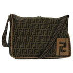 FENDI Zucca Canvas Shoulder Bag Black Brownep6186