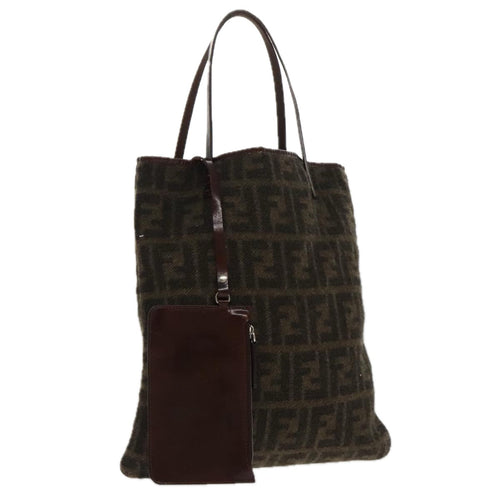 FENDI Zucca Canvas Tote Bag Wool Brown Blackep6200