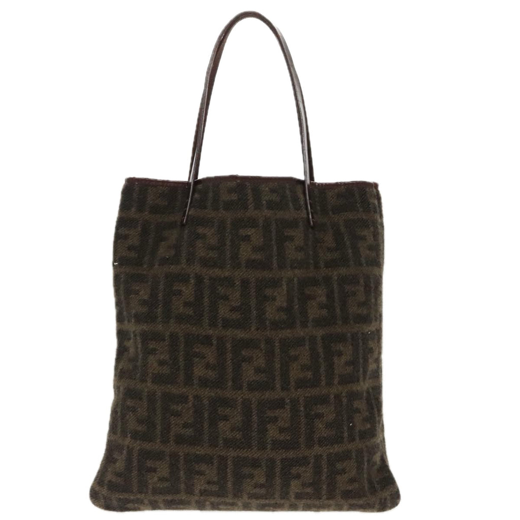 FENDI Zucca Canvas Tote Bag Wool Brown Blackep6200