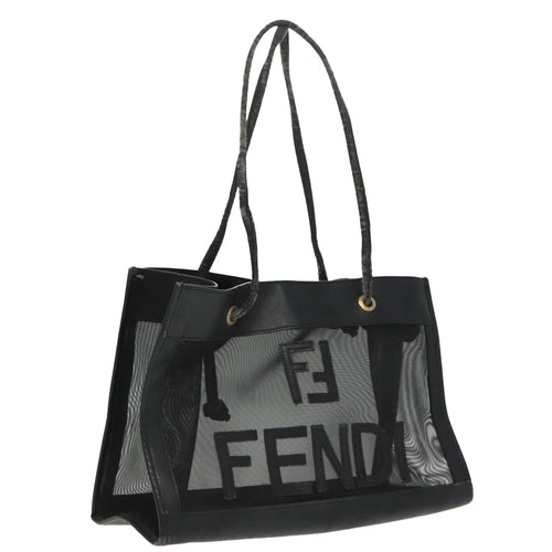 FENDI Mesh Tote Bag Leather Blackep6207
