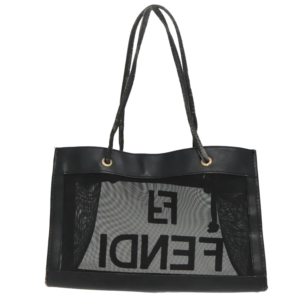 FENDI Mesh Tote Bag Leather Blackep6207