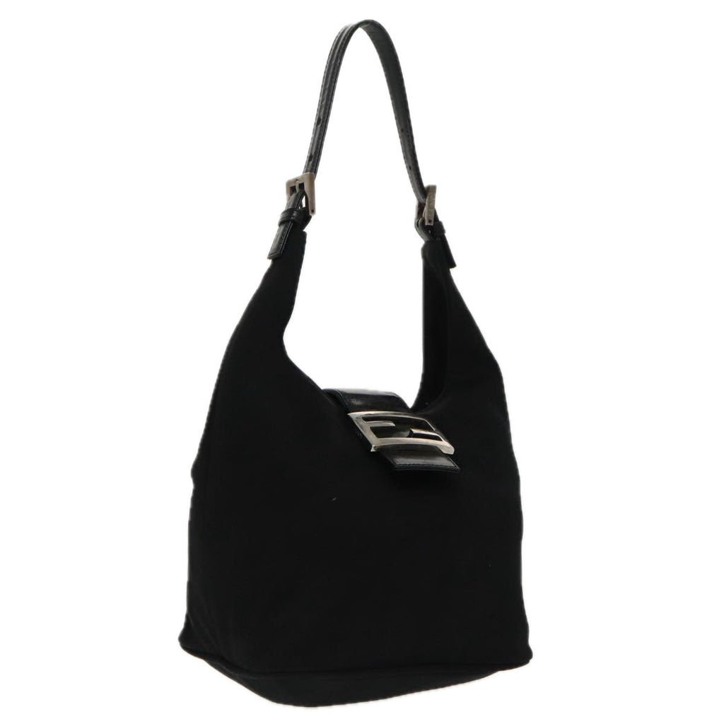 FENDI Mamma Baguette Shoulder Bag Nylon Black Silverep6221