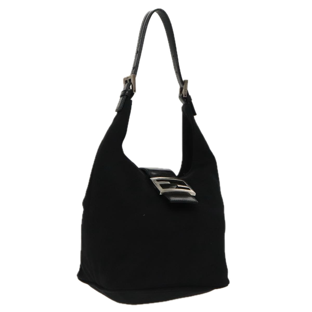 FENDI Mamma Baguette Shoulder Bag Nylon Black Silverep6221