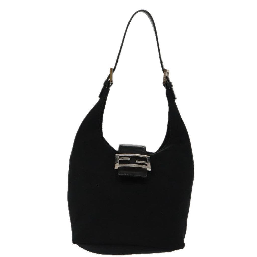 FENDI Mamma Baguette Shoulder Bag Nylon Black Silverep6221