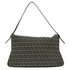 FENDI Zucchino Canvas Mamma Baguette Shoulder Bag Navy Silverep6224