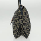 FENDI Zucchino Canvas Mamma Baguette Shoulder Bag Navy Silverep6224