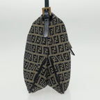 FENDI Zucchino Canvas Mamma Baguette Shoulder Bag Navy Silverep6224