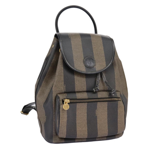 FENDI Pecan Canvas Backpack Brown Black goldep6248