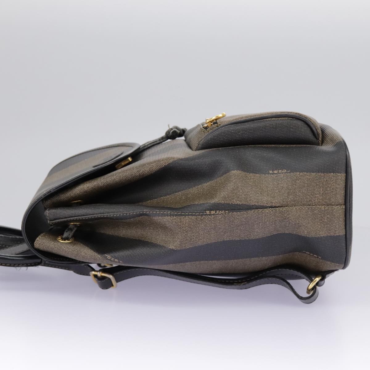 FENDI Pecan Canvas Backpack Brown Black goldep6248