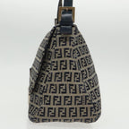 FENDI Zucchino Canvas Mamma Baguette Shoulder Bag Navy Silverep6302