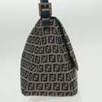 FENDI Zucchino Canvas Mamma Baguette Shoulder Bag Navy Silverep6302