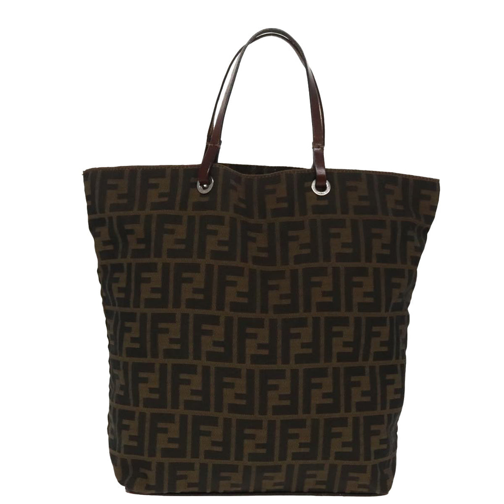 FENDI Zucca Canvas Tote Bag Brown Black Silverep6371
