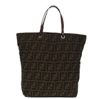 FENDI Zucca Canvas Tote Bag Brown Black Silverep6371