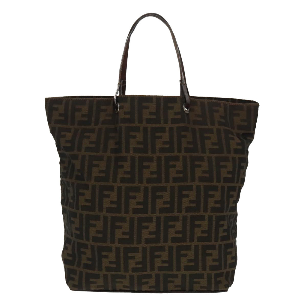 FENDI Zucca Canvas Tote Bag Brown Black Silverep6371