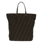FENDI Zucca Canvas Tote Bag Brown Black Silverep6371