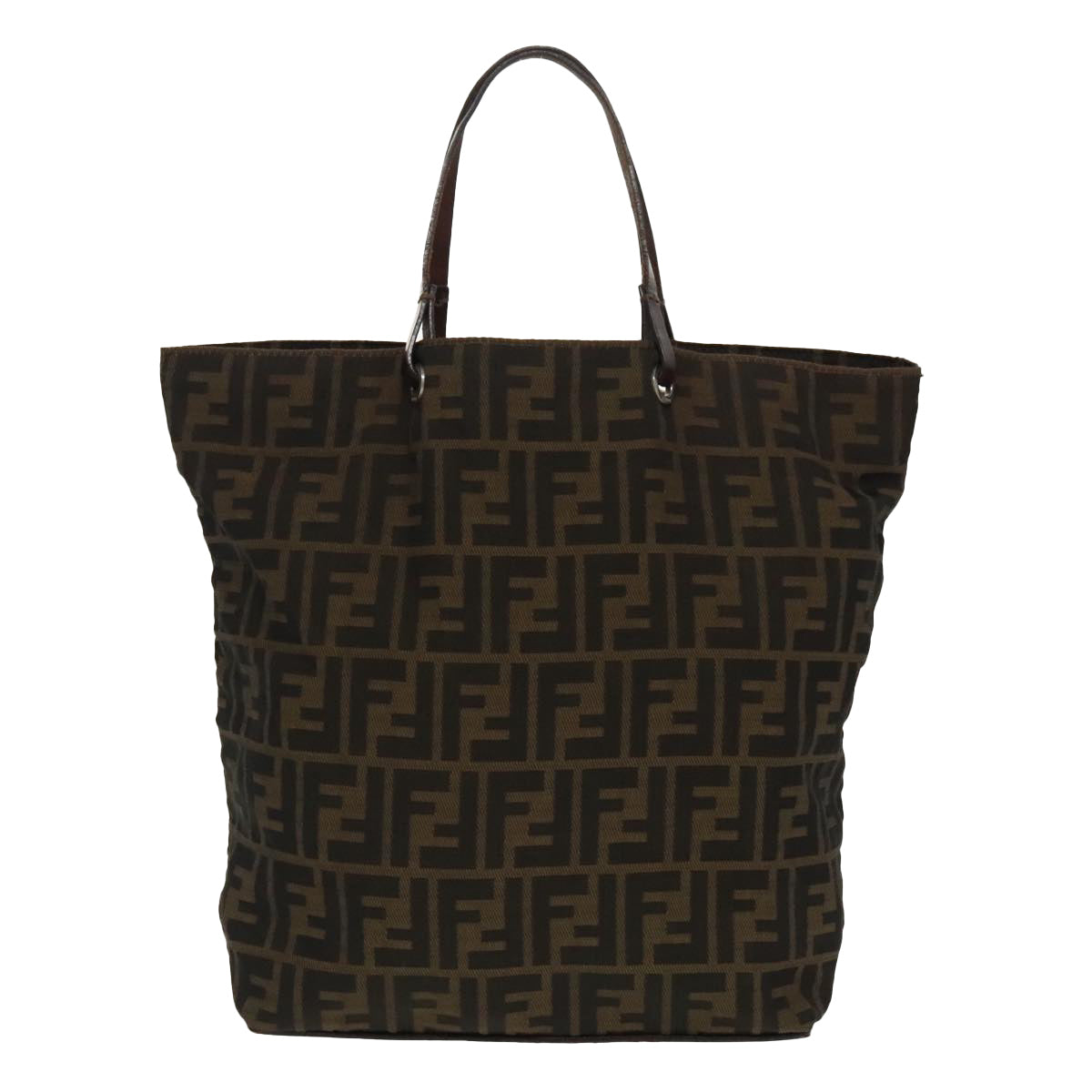 FENDI Zucca Canvas Tote Bag Brown Black Silverep6371