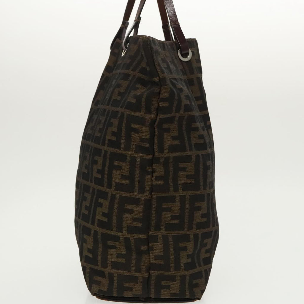 FENDI Zucca Canvas Tote Bag Brown Black Silverep6371