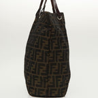 FENDI Zucca Canvas Tote Bag Brown Black Silverep6371