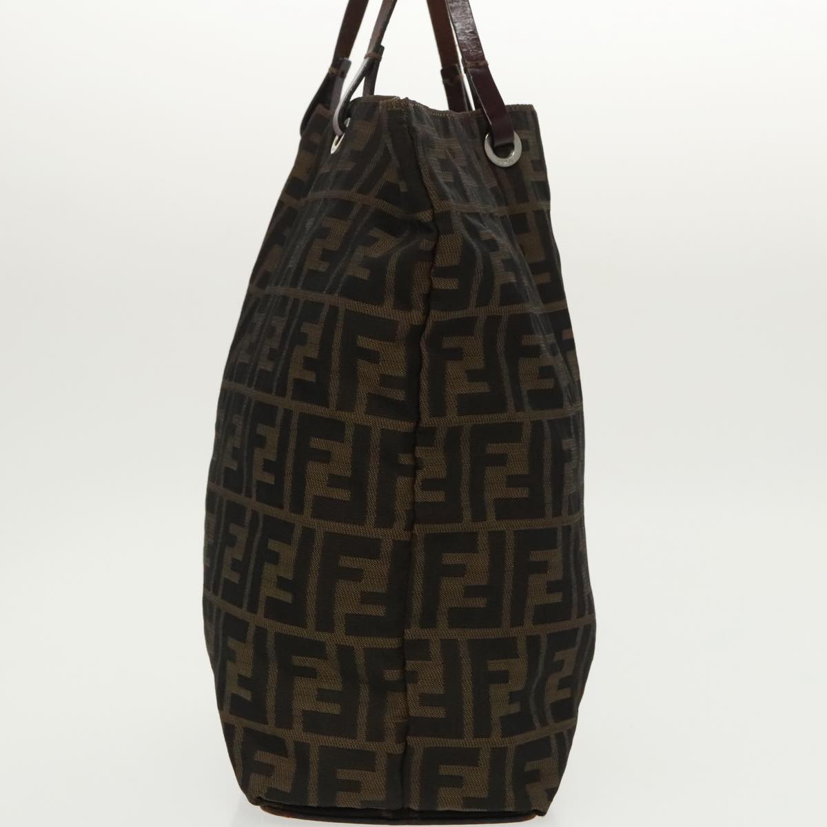 FENDI Zucca Canvas Tote Bag Brown Black Silverep6371