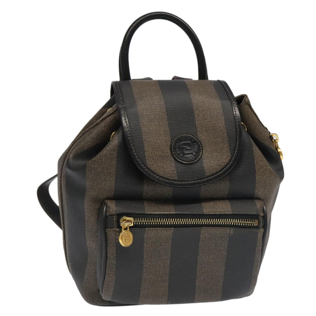 FENDI Pecan Canvas Backpack Brown Black goldep6437