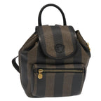 FENDI Pecan Canvas Backpack Brown Black goldep6437