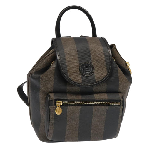 FENDI Pecan Canvas Backpack Brown Black goldep6437