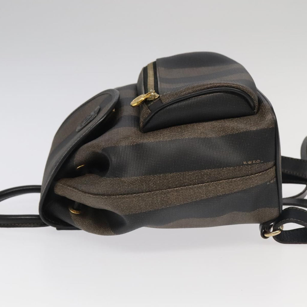 FENDI Pecan Canvas Backpack Brown Black goldep6437