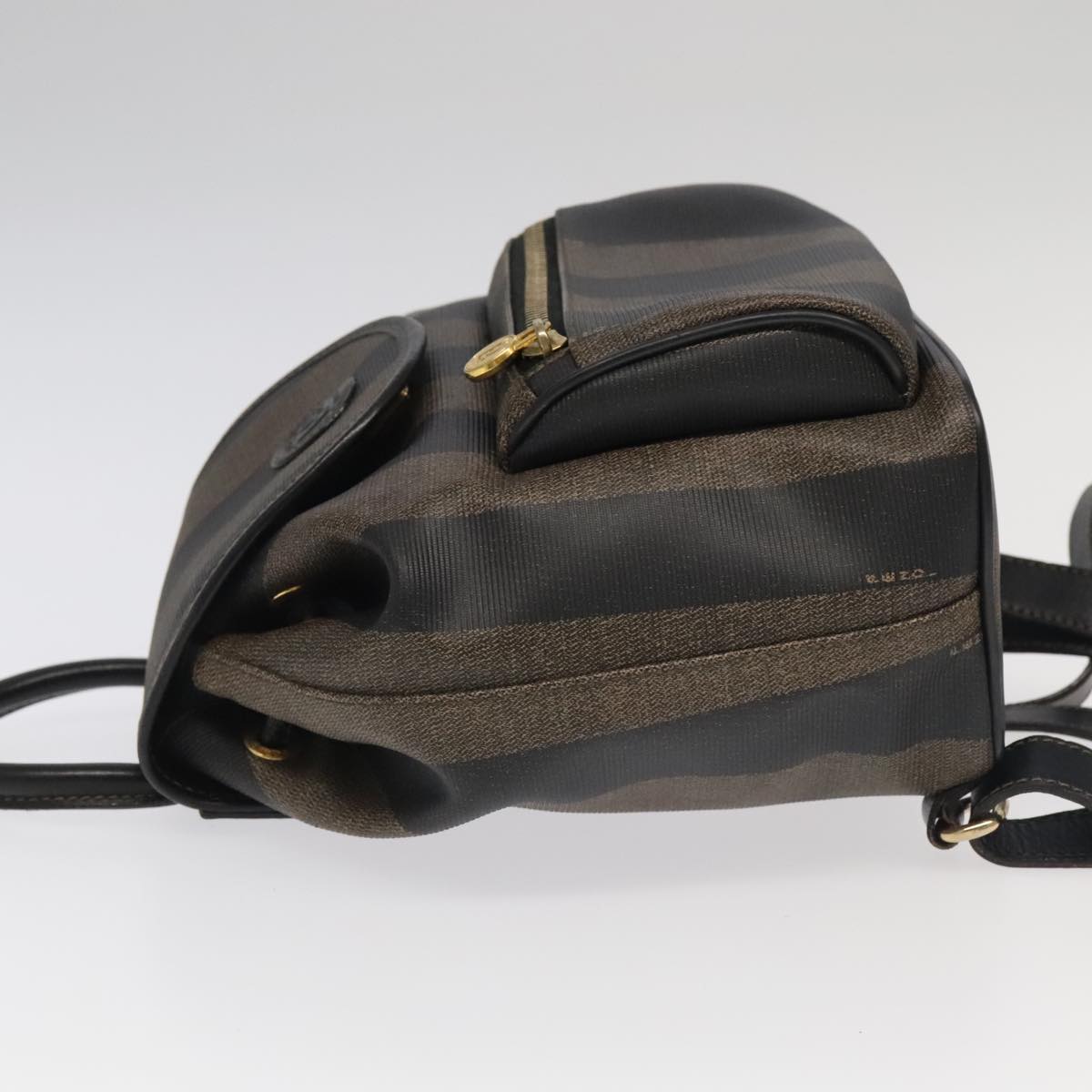 FENDI Pecan Canvas Backpack Brown Black goldep6437