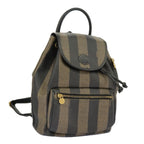 FENDI Pecan Canvas Backpack Brown Black goldep6451