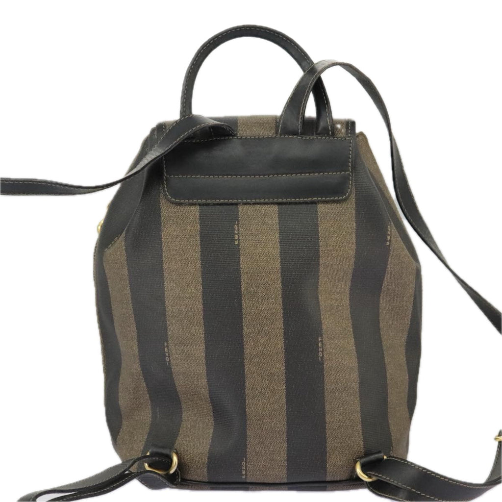 FENDI Pecan Canvas Backpack Brown Black goldep6451