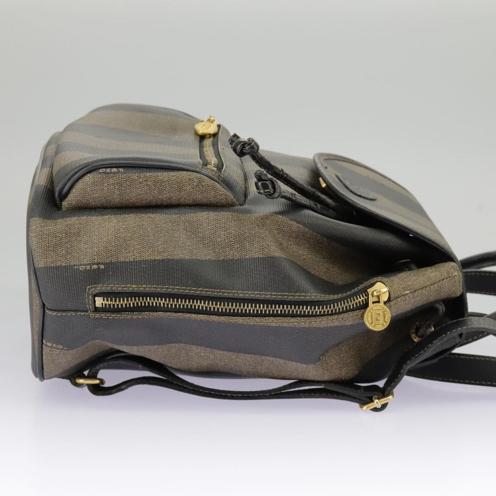 FENDI Pecan Canvas Backpack Brown Black goldep6451